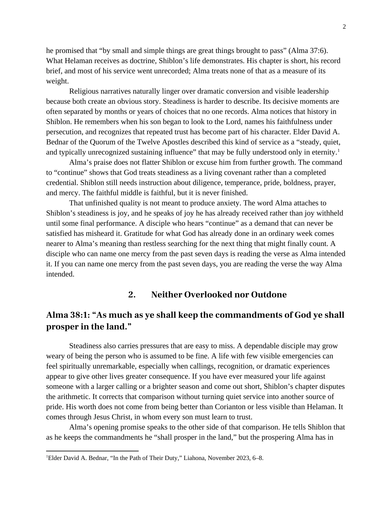 Alma’s Counsel to Shiblon: The Faithful Middle and Continuing in Christ, page 2 of 11