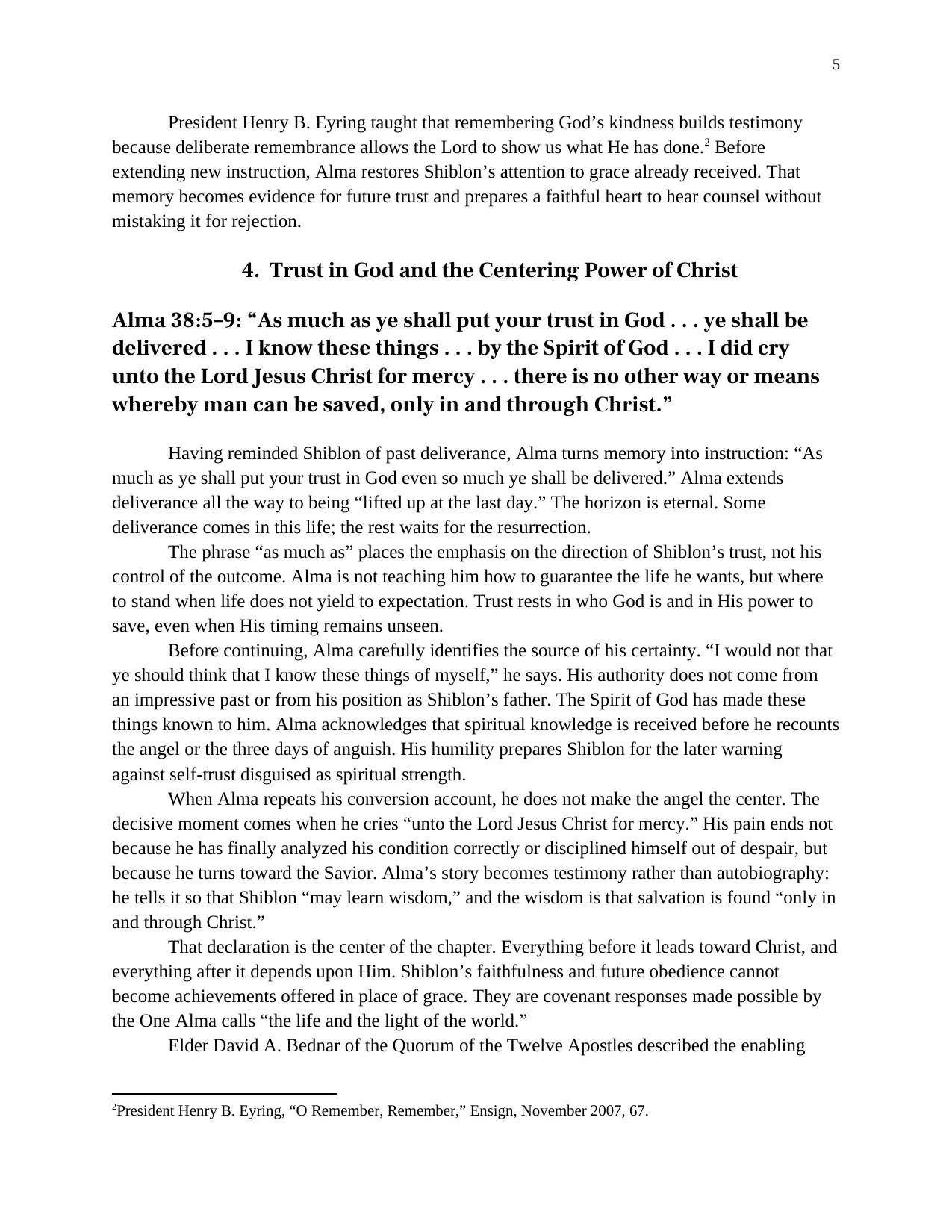 Alma’s Counsel to Shiblon: The Faithful Middle and Continuing in Christ, page 5 of 11