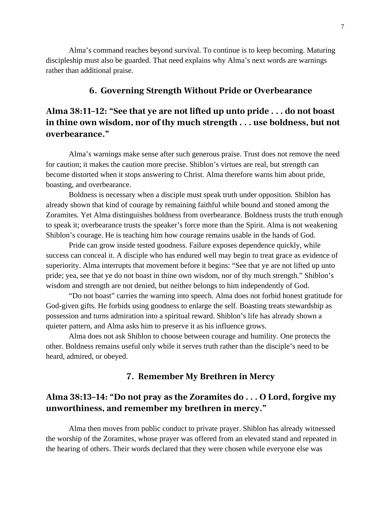 Alma’s Counsel to Shiblon: The Faithful Middle and Continuing in Christ, page 7 of 11