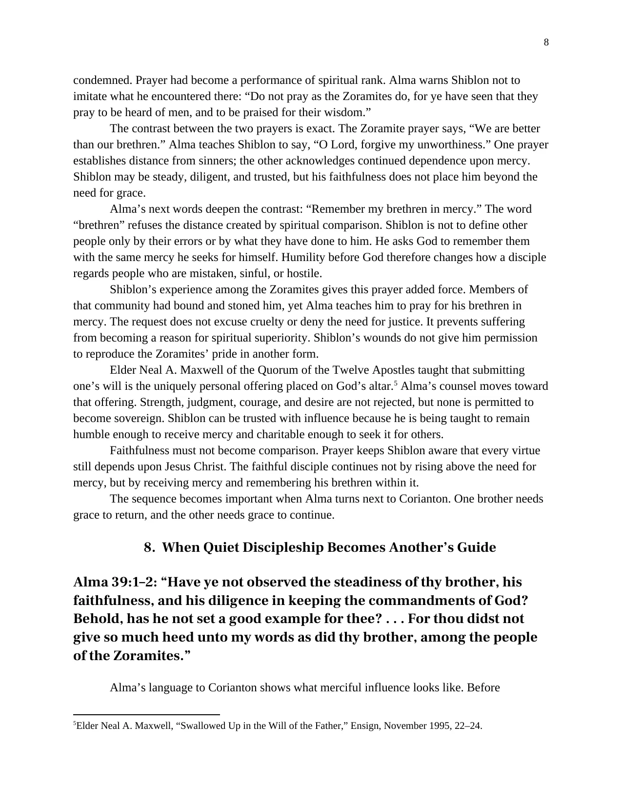 Alma’s Counsel to Shiblon: The Faithful Middle and Continuing in Christ, page 8 of 11