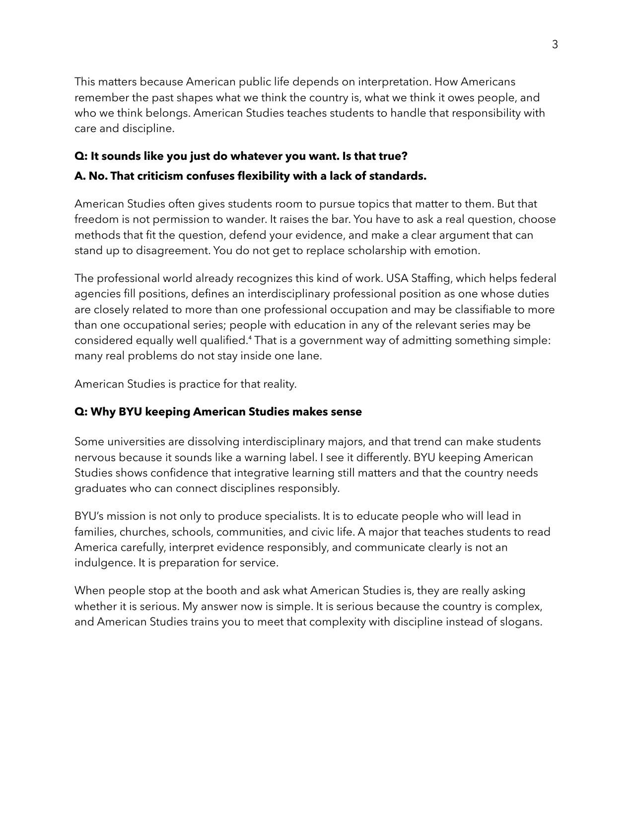American Studies Teaches You to Read America Before You Try to Lead in It, page 3 of 4