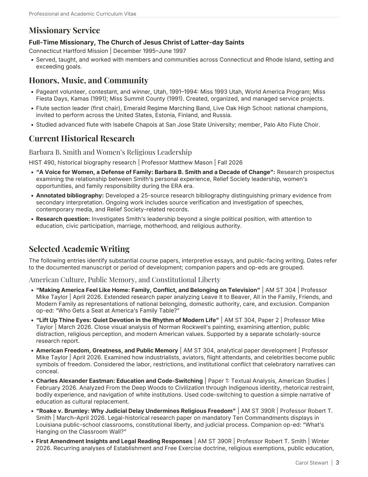 Curriculum Vitae, page 3 of 6