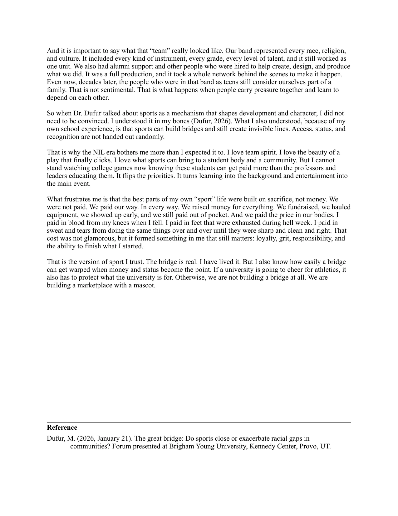 Dr. Michaela Dufur: The Great Bridge and the Cost of Warping It, page 2 of 2