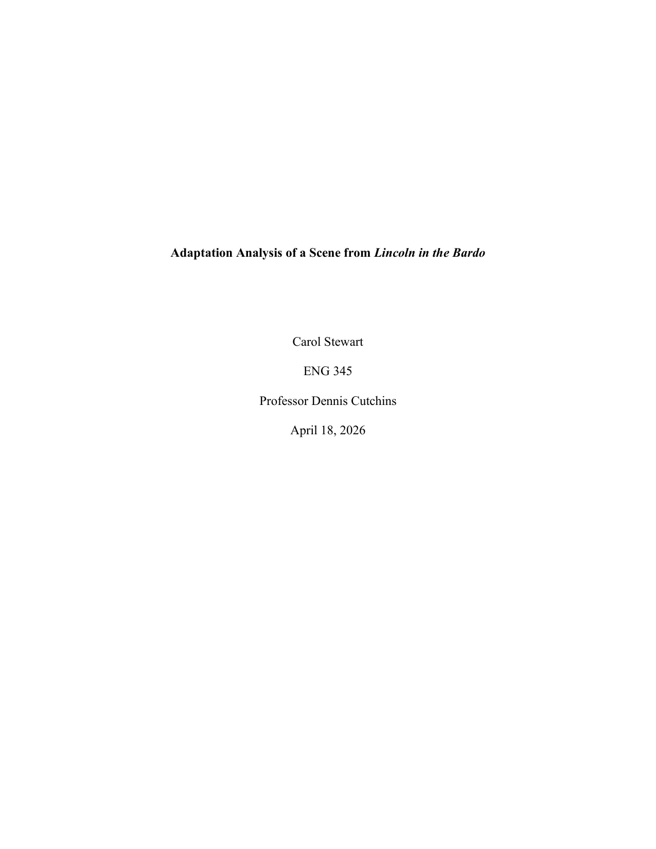 Holding Grief in Place: Adapting a Scene from Lincoln in the Bardo, page 1 of 8