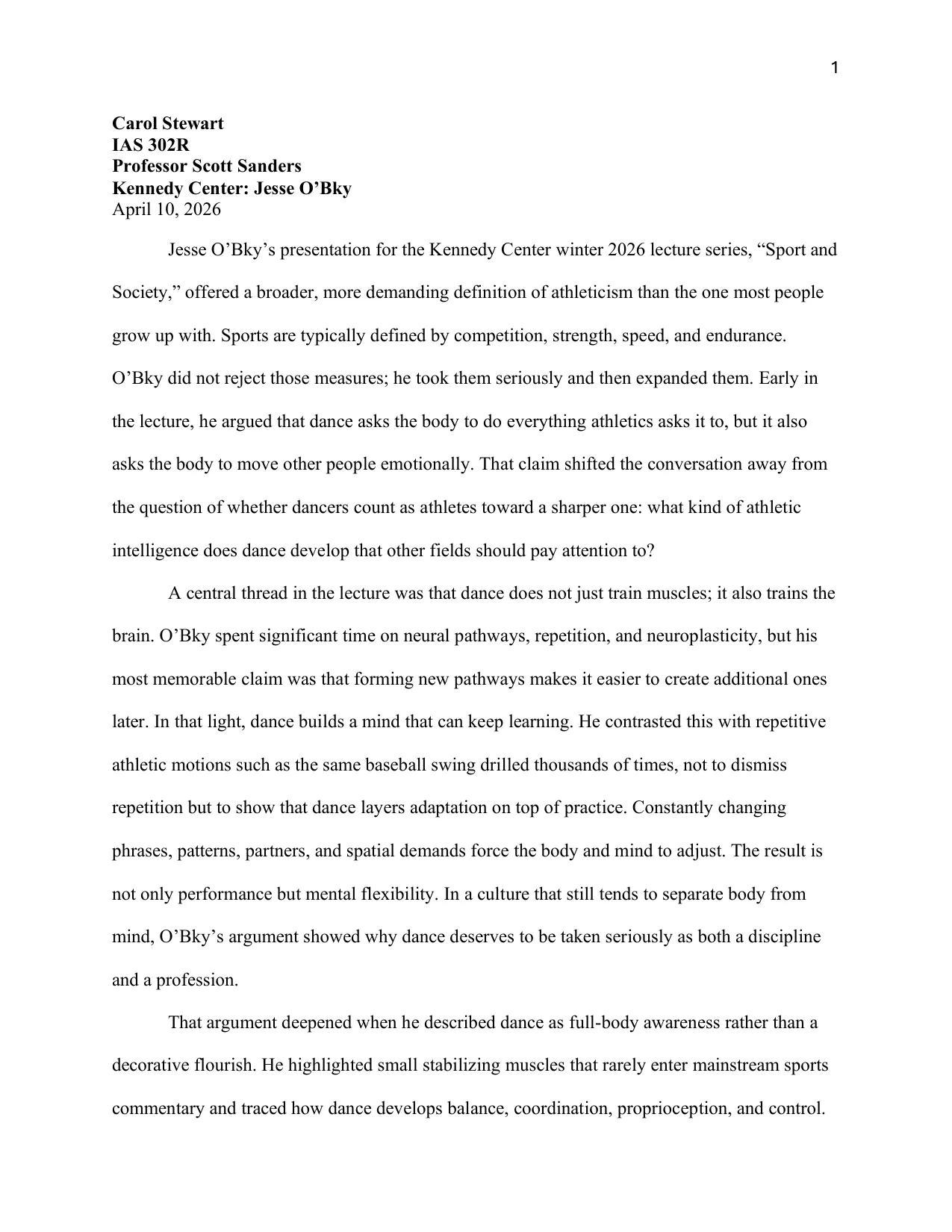 Jesse O’Bky and a Broader Definition of Athleticism, page 1 of 3