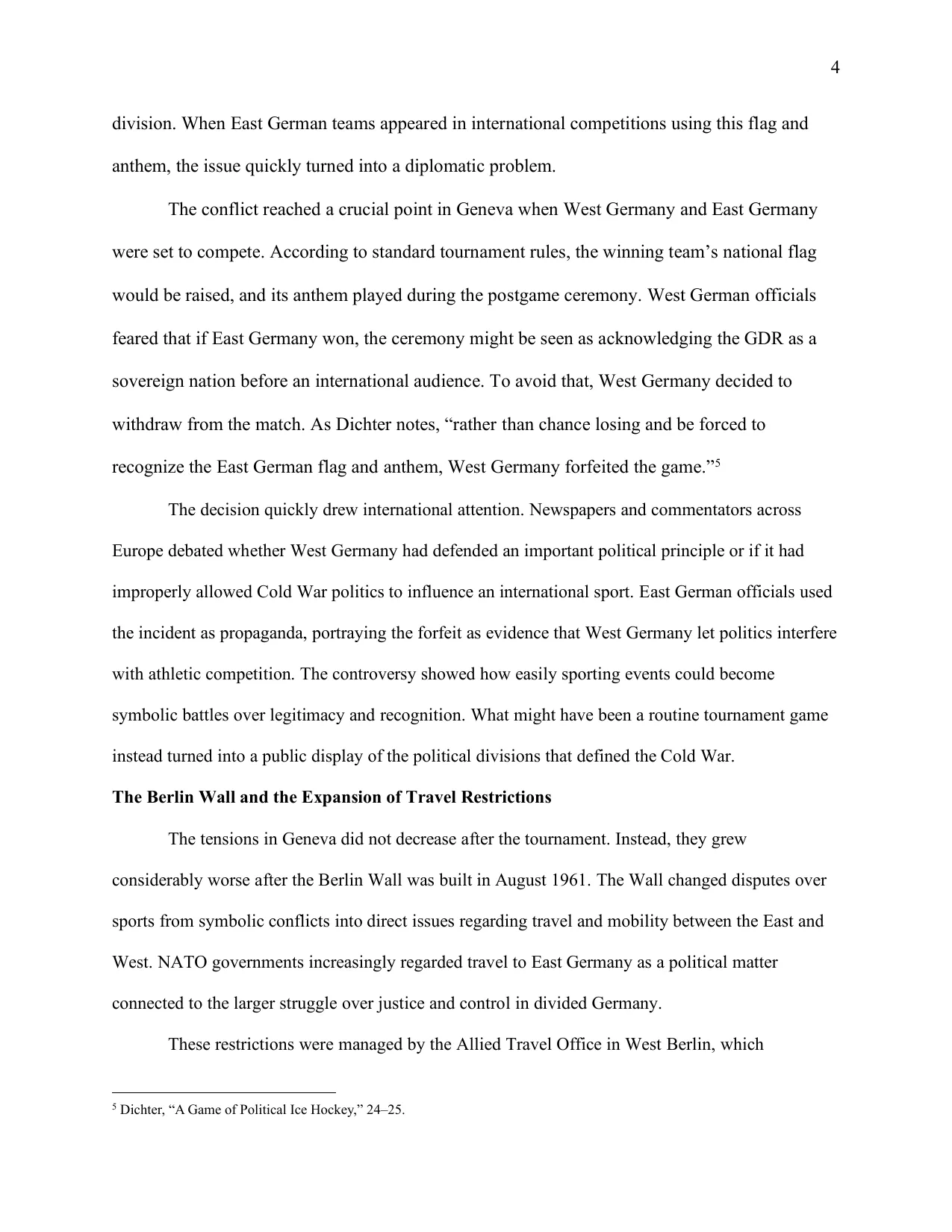 Sport as Cold War Diplomacy: Recognition and Rivalry between East and West Germany, page 4 of 8