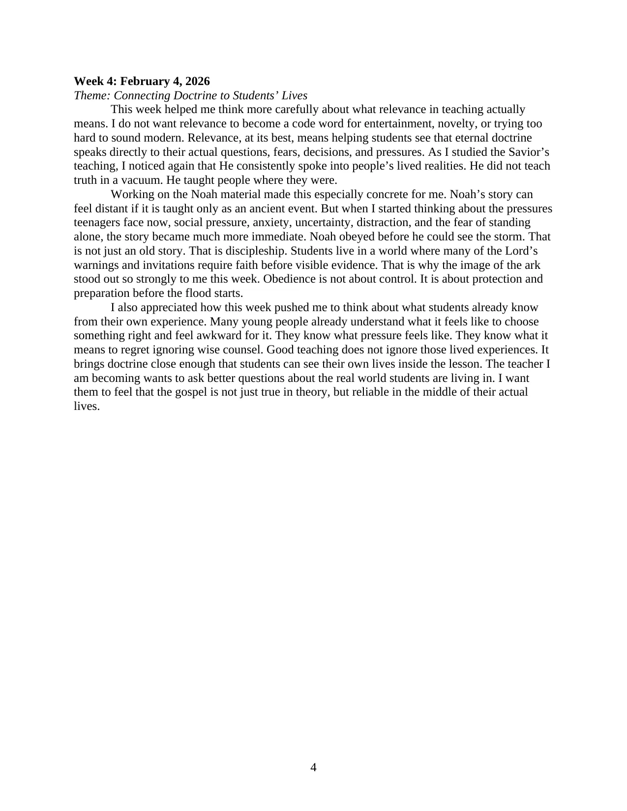 Teaching Journal, page 4 of 12