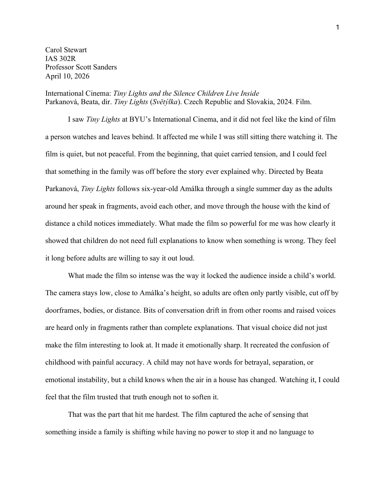 International Cinema: Tiny Lights and the Silence Children Live Inside, page 1 of 2