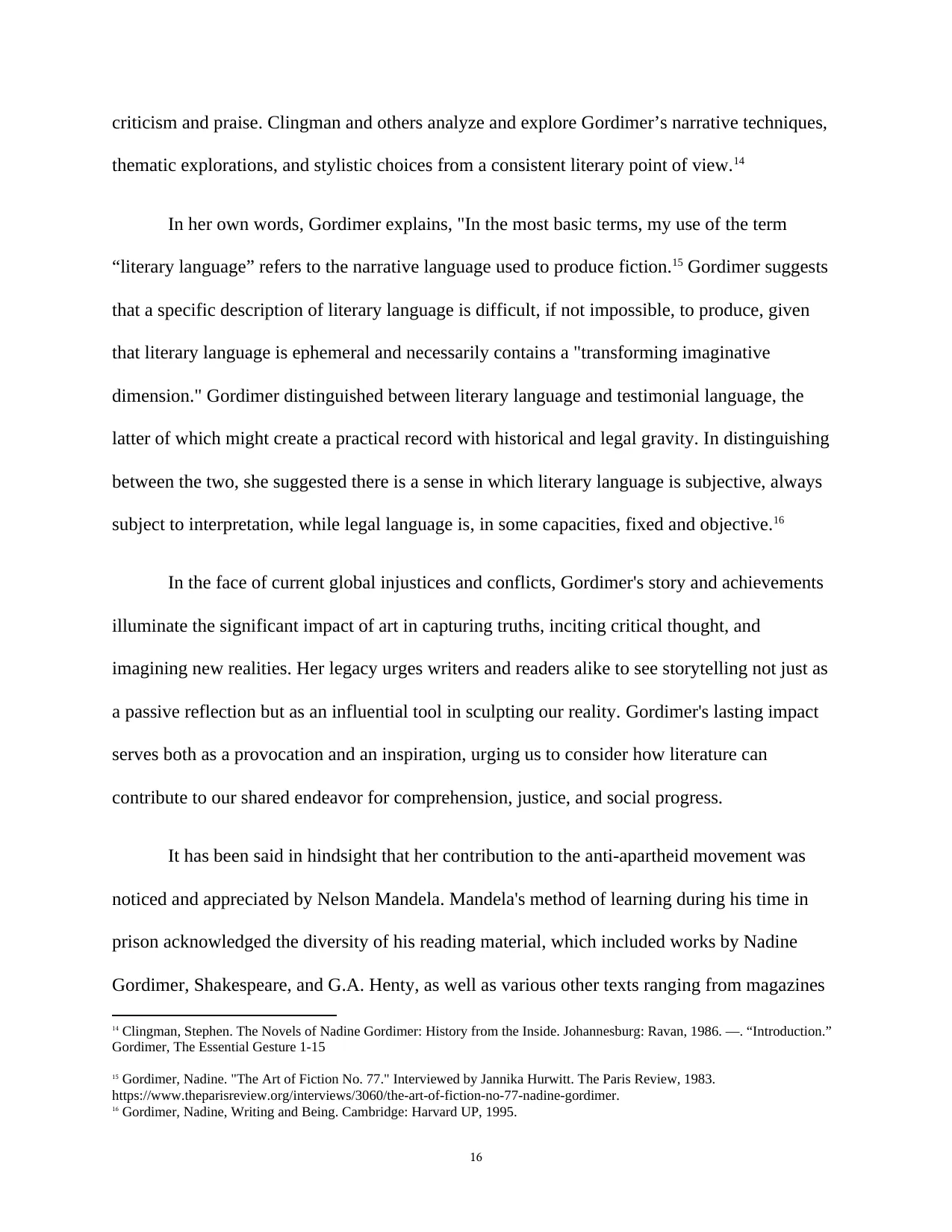 Words as Catalysts: The Indelible Legacy of Nadine Gordimer, page 16 of 21